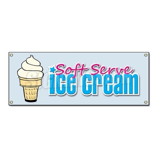Signmission SOFT SERVE VANILLA ICE CREAM BANNER SIGN cone sundae banana split swirl B-Soft Serve Vanilla - main